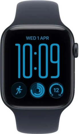 Apple Watch SE 3 GPS 40 mm-es alumíniumtokkal éjfekete színben és sötétkék sportpánttal, S/M méretben