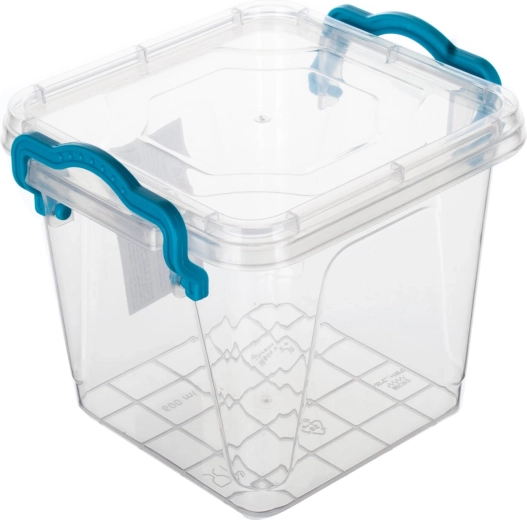 GEMA négyzetes doboz 0,6 l türkiz fogantyúkkal
