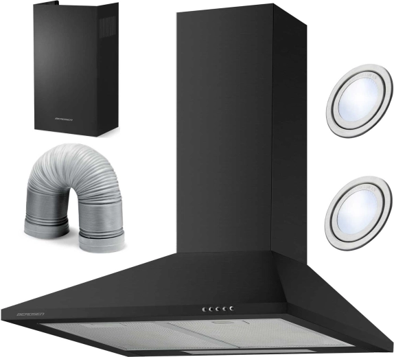 Fali kéményes páraelszívó 60 cm Berdsen BT-214 fekete