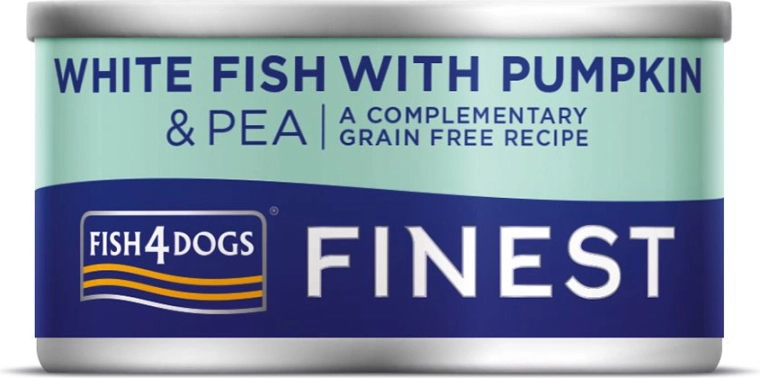 Konzerv kutyáknak fehér halból sütőtökkel és borsóval 85 g