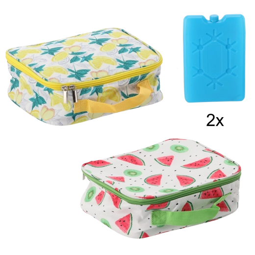 4 l-es hűtőtáska két hűtőbetéttel, citrom mintával