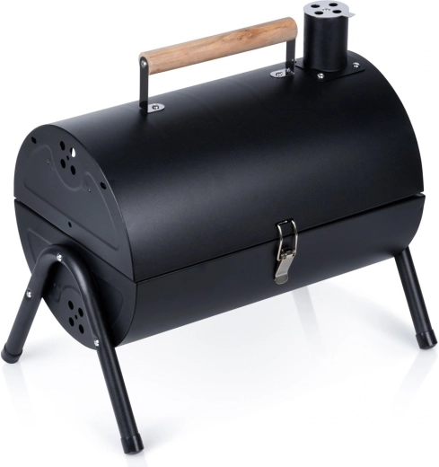 Vilde hordozható acél faszenes grill kéménnyel és dupla ráccsal, 41 × 25 × 38 cm