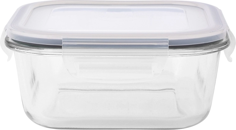 FRESH négyzet alakú üveg élelmiszertároló doboz 0,75 l, szorosan záródó fedéllel