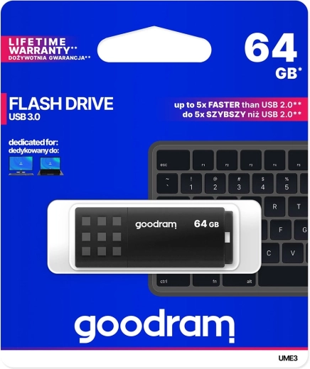 usb flash meghajtó goodram ume3 64 gb usb 3.0 fekete