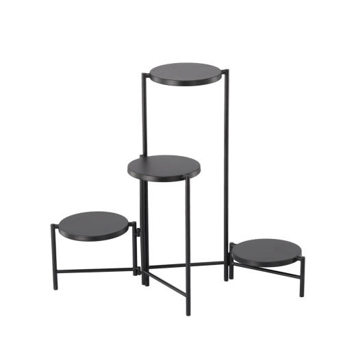 Négy szintes fém virágtartó, fekete