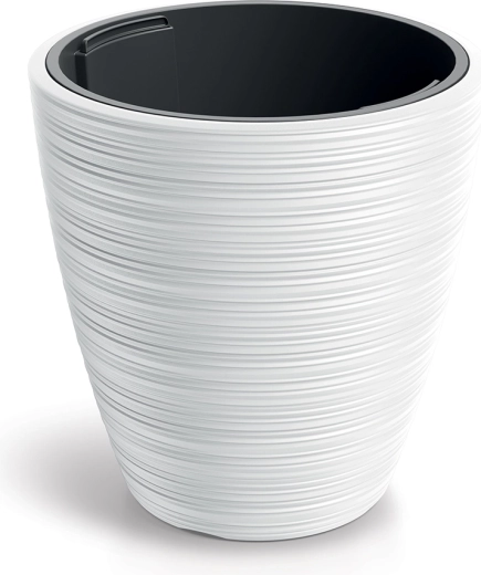 Vena round kerek virágcserép kivehető betéttel, fehér, 19,8 cm