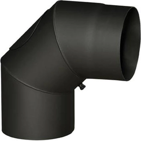 Füstcső könyök nyílással 120 mm, 90°, 1,5 mm falvastagság, fekete