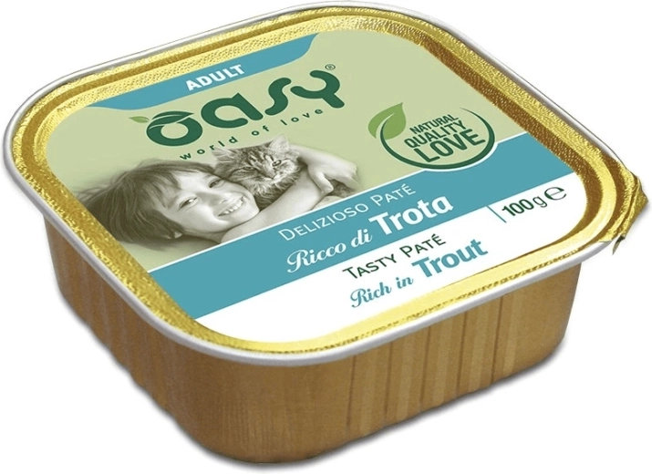 Oasy Tasty Pate felnőtt macskáknak pisztránggal 100 g