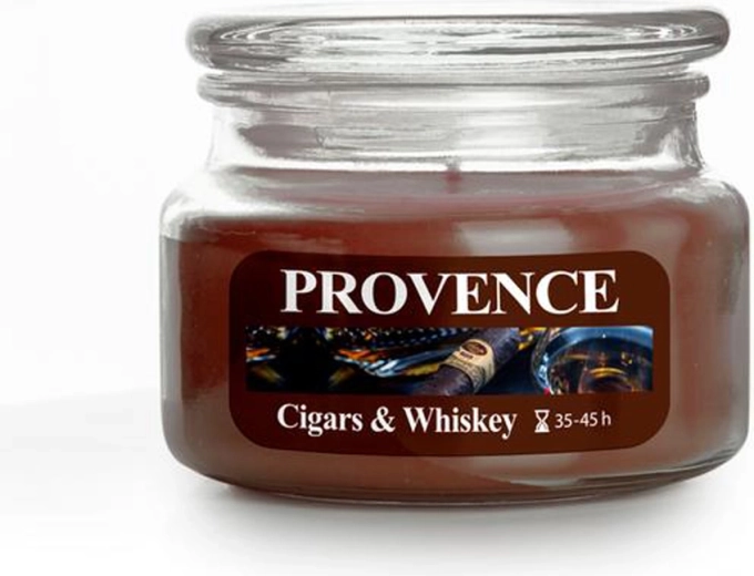 Illatgyertya üvegben Provence cigars & whiskey 45 óra