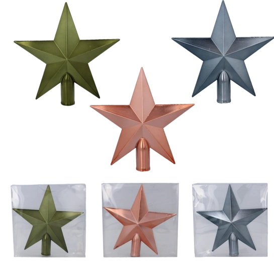 Karácsonyfacsúcs csillag 20 cm – olívazöld, réz és grafit