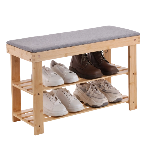 Bambusz pad cipőtartó polccal 70 × 28 × 45 cm – 1 db