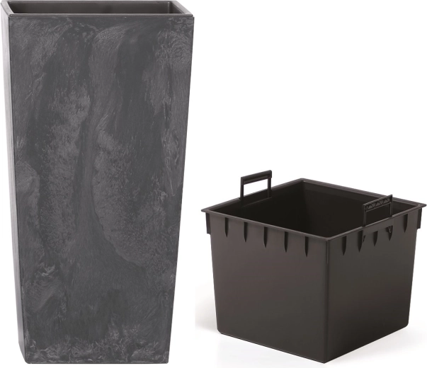 Urbi Square Betonhatású virágcserép betéttel 32,5 cm – antracit