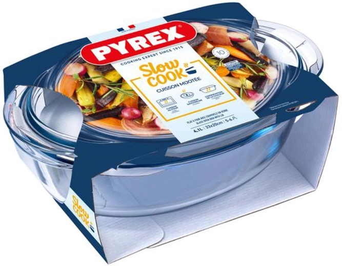 Ovális sütőtál fedővel PYREX 4,1 l üveg