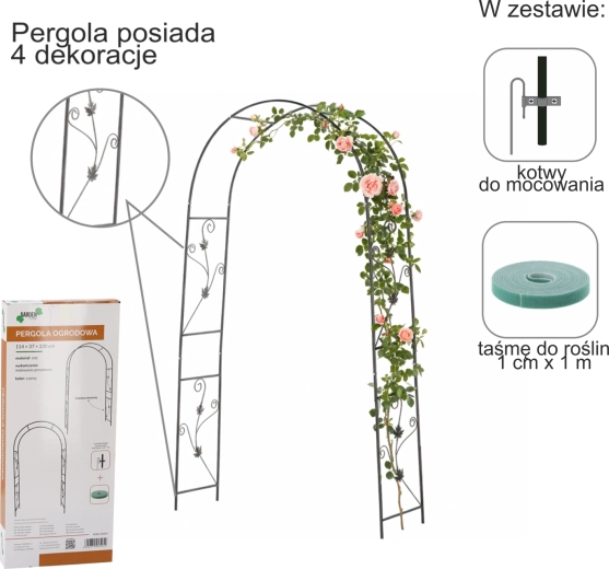 Kerti pergola horgonyokkal 114 × 37 × 230 cm
