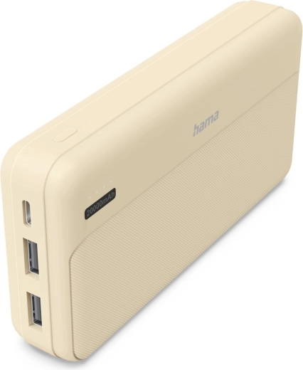 20 000 mAh-es powerbank 2× USB-A-val, homokszínű