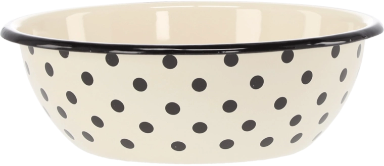 Zománcozott tál 1,5 l, 20 cm átmérő, fehér pöttyökkel