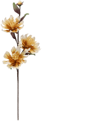Dekoratív krizantém 3 virággal, 101 cm, sárga