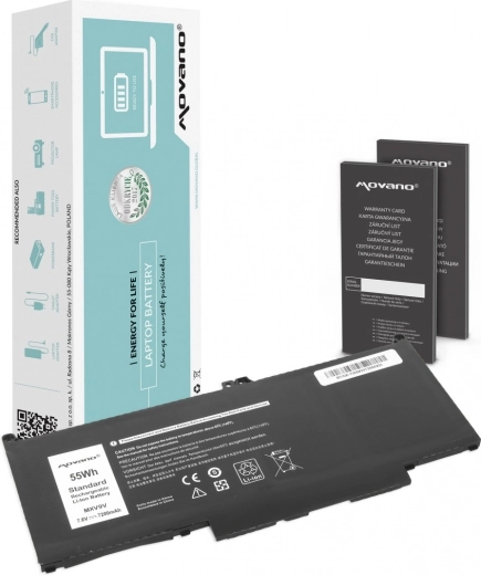 Movano akkumulátor Dell Latitude 5300/5310/7200/7300/7400 laptopokhoz 7200 mAh (55 Wh)