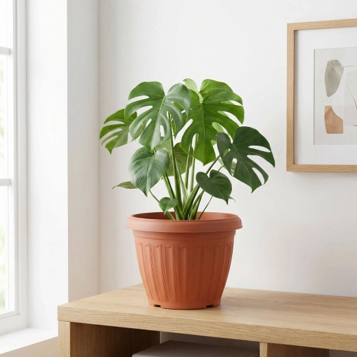 Műanyag virágcserép terrakotta színben, 25 cm