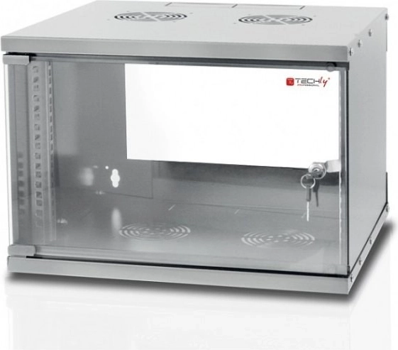 Techly 19 hüvelykes 6U/320mm fali szekrény üvegajtóval, szürke