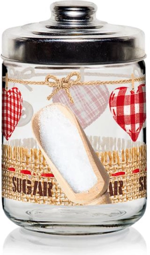 Cerve Valentina 800 ml üvegedény tetővel cukorhoz, szív motívummal