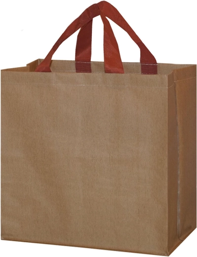 Laminált polipropilén bevásárlótáska 35 × 35 × 20 cm, bézs
