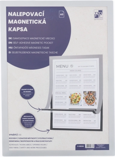 Öntapadós mágneses tasak A3 ezüst szegéllyel