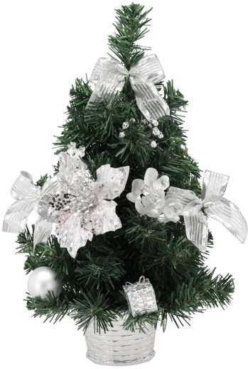 Ezüst karácsonyfa LED világítással, 40 cm