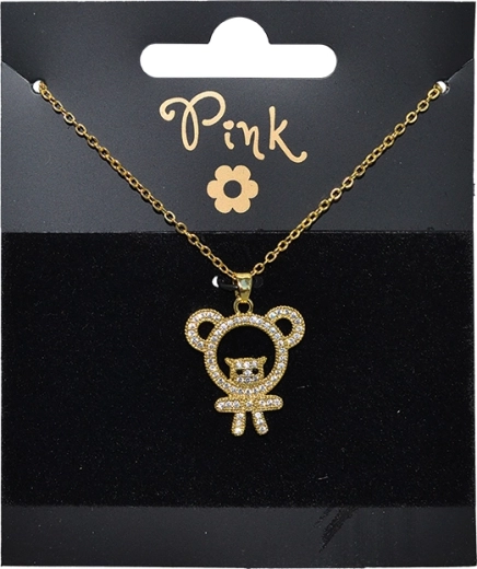 Aranyozott lánc medve medállal és kristályokkal