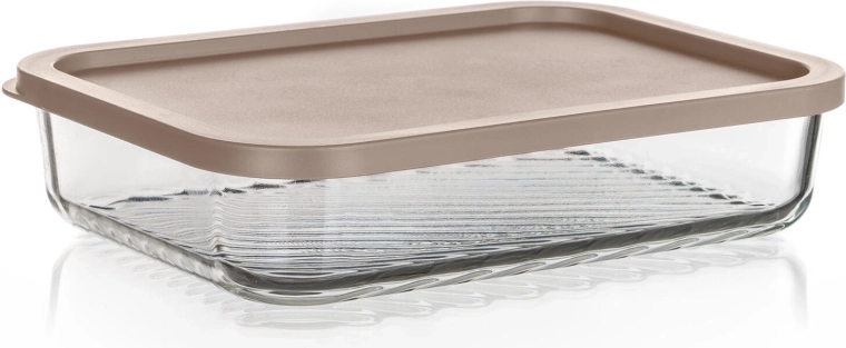 WAVE üveg tároló doboz 1,05 l légmentesen záródó latte fedéllel, téglalap alakú