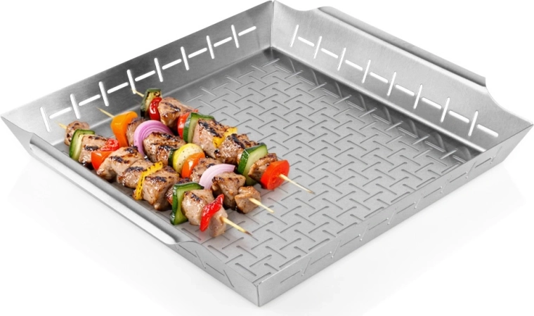 Vilde perforált rozsdamentes grillkosár 39,5 × 35 × 6 cm
