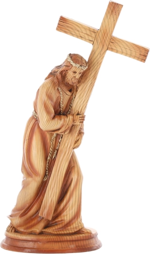 Jézus polirezinfeliratú keresztet hordozó figura 31,5 cm