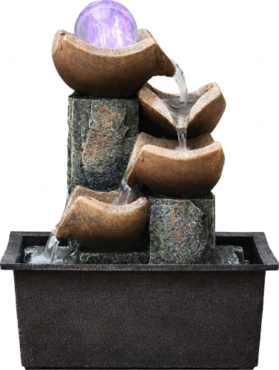 Asztali dekoratív szökőkút LED világítással 24 × 24 × 21 cm