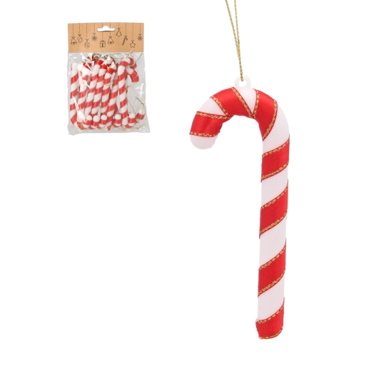 Karácsonyi cukorpálca díszek készlete 12 cm – 12 db