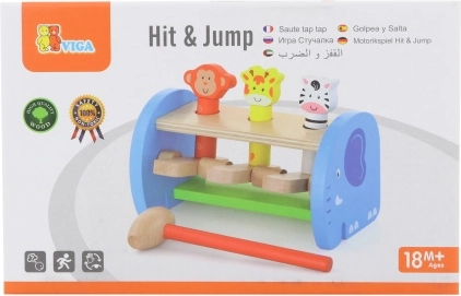 Fa ütögetős játék állatkákkal Hit & Jump