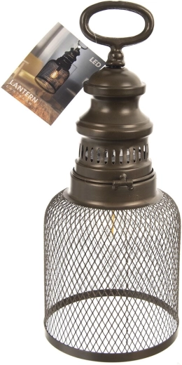 Fém LED lámpás barna 15 × 15 × 30 cm