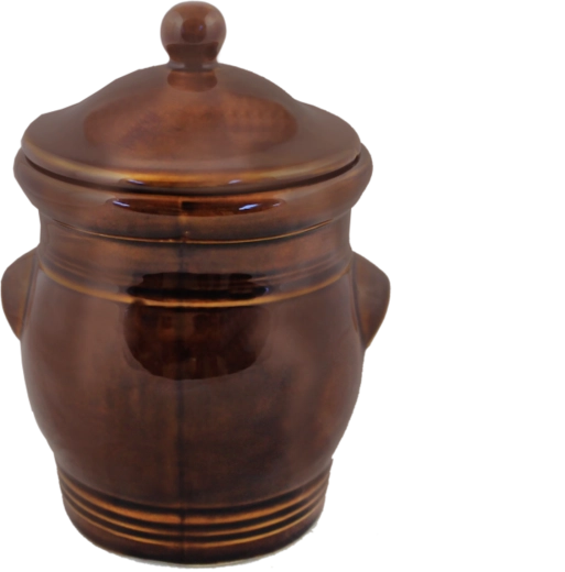 Kerámia fazék fedővel, 3 l, barna