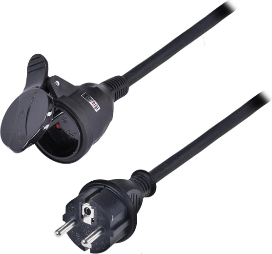 Solight gumis hosszabbítókábel egy aljzattal, 5 m, fekete