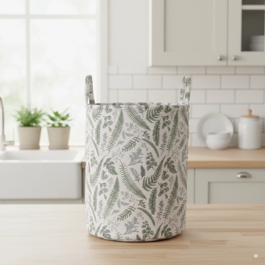 Textil szennyes- és játékkosár levélmintával 34 × 46 cm Chomik