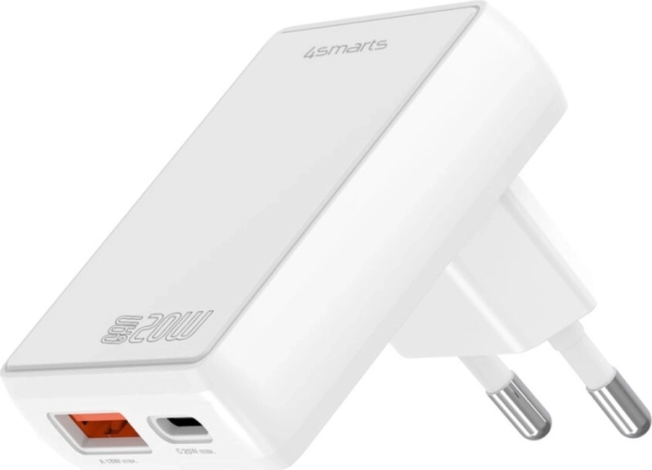 Hálózati töltő FlatPlug Duos 20W USB‑C + USB‑A fehér
