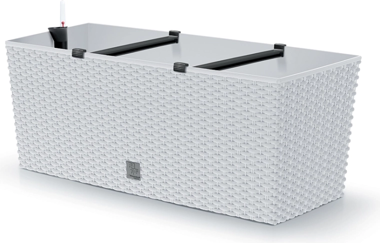 Önöntöző rattan hatású virágláda 50 cm, fehér