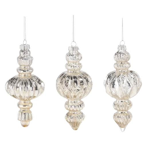 Üveg karácsonyi dísz pezsgőszínben, különböző mintákkal