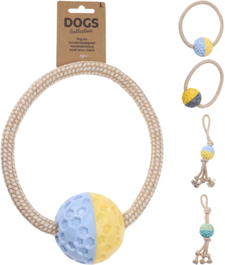 Sípólabdás kutyajáték kötéllel TPR-ből és pamutból