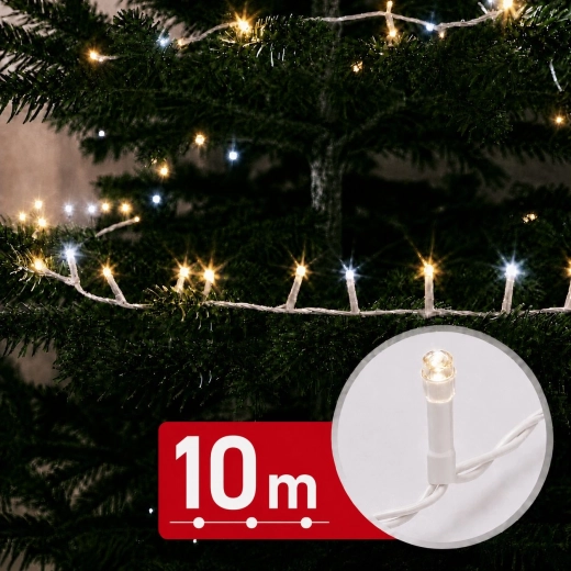 LED-es fényfüzér jégcsap-effektussal, 10 m, 500 LED, meleg- és hidegfehér