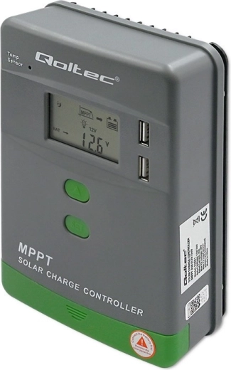 MPPT 20 A 12/24 V töltésszabályzó LCD-vel és 2× USB-vel