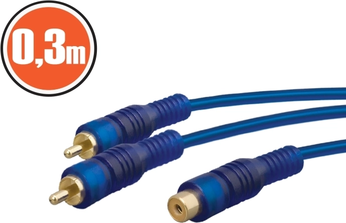 RCA elosztókábel, 0,3 m, kék