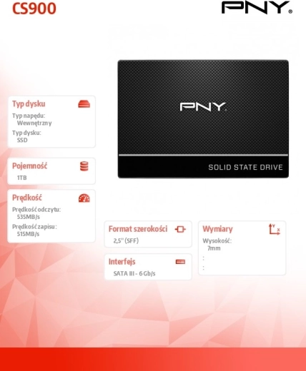 SSD meghajtó 1 TB 2,5" SATA III PNY CS900