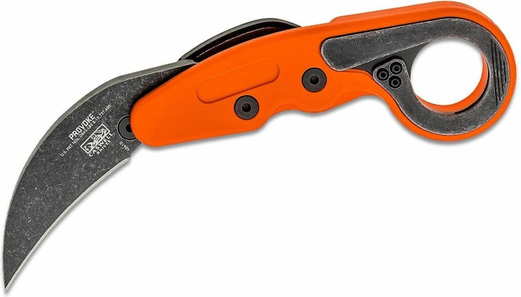 CRKT Provoke Orange záró karambit kés 6,3 cm kőmosott pengével és Grivory markolattal