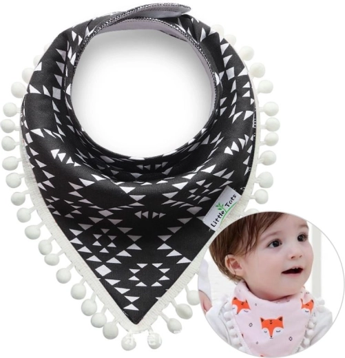 Gyerek sál pomponokkal – fekete