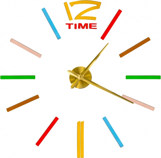 DIY falióra öntapadós jelölőkkel, állítható átmérővel, arany mutatókkal, színes jelzésekkel